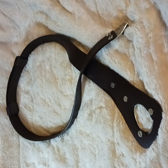 Chico's Women's Leather Belt Silver-Tone Buckle Colorful Glass Insets Size M/L - Picture 4 of 8